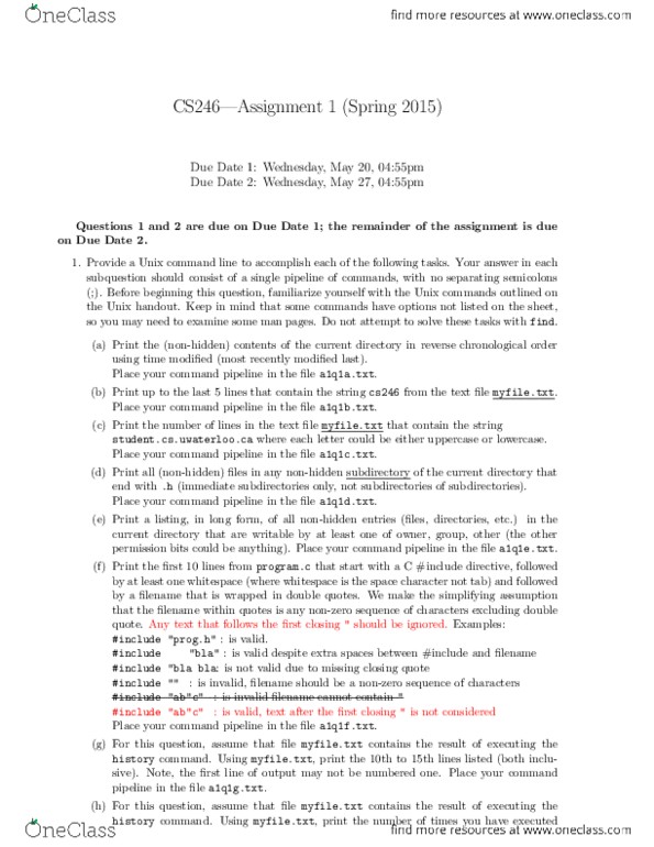 CS246 Chapter Notes - Chapter 1-2: Shell Script, Passphrase, Regular Expression thumbnail