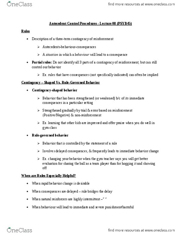 PSYB45H3 Lecture Notes - Lecture 8: Bicycle Helmet, Reinforcement, S.M.A.R.T. thumbnail