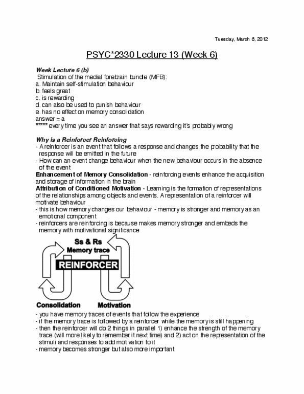 PSYC 2330 Lecture Notes - Lecture 13: Benzodiazepine, Memory Hole, Caffeine thumbnail