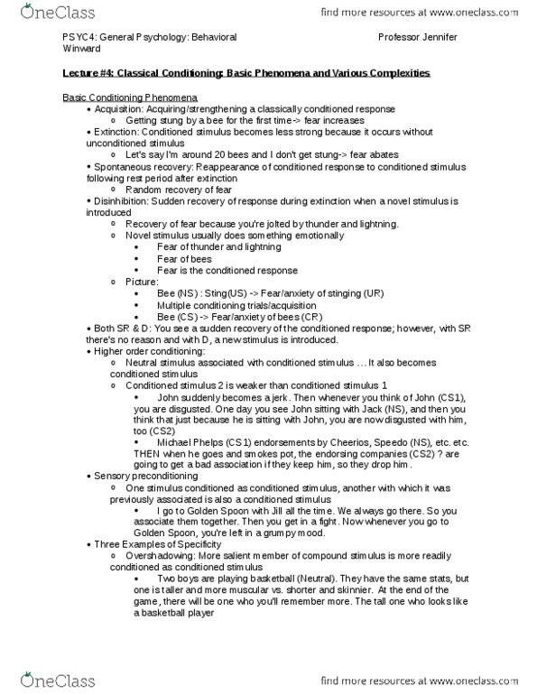 PSYC 4 Lecture Notes - Lecture 4: Latent Inhibition, Classical Conditioning, Barista thumbnail