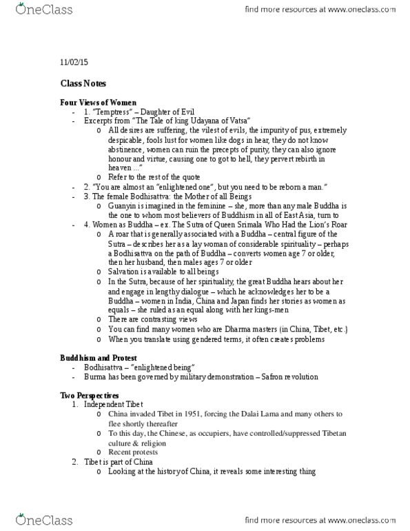 HUMA 1860 Lecture Notes - Lecture 17: Bhinmal, Tibetan Culture, Pus thumbnail