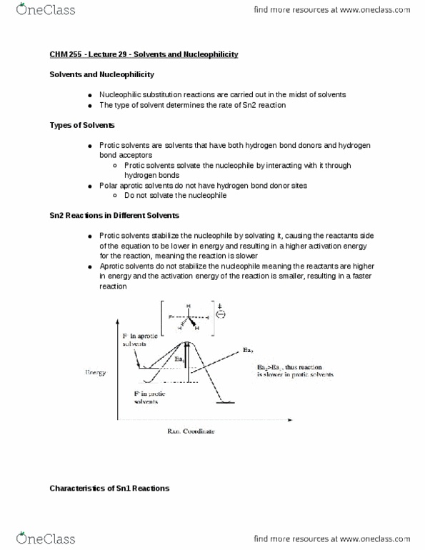 CHM 25500 Lecture Notes - Lecture 29: Nucleophilic Substitution, Sn2 Reaction, Protic Solvent thumbnail