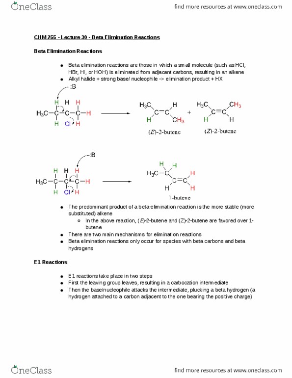 CHM 25500 Lecture Notes - Lecture 30: Butene, Nucleophile, Leaving Group thumbnail