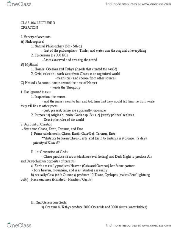 CLAS104 Lecture Notes - Lecture 3: Cronus, Meliae, Oceanid thumbnail