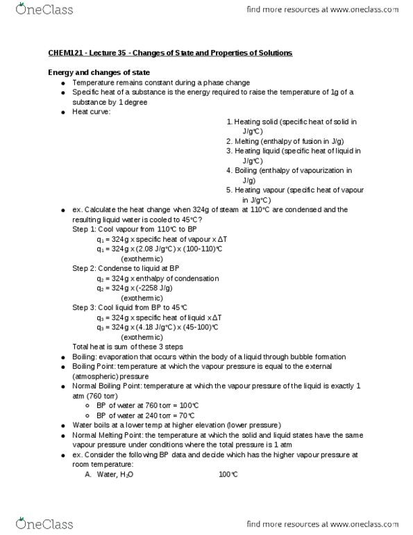 CHEM 121 Lecture Notes - Lecture 35: Ethylene Glycol, Diethyl Ether, Vapor Pressure thumbnail