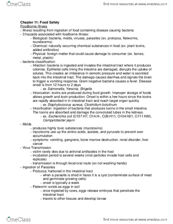 FOOD 2010 Chapter Notes - Chapter 11: Claviceps Purpurea, Listeria Monocytogenes, Campylobacter Jejuni thumbnail