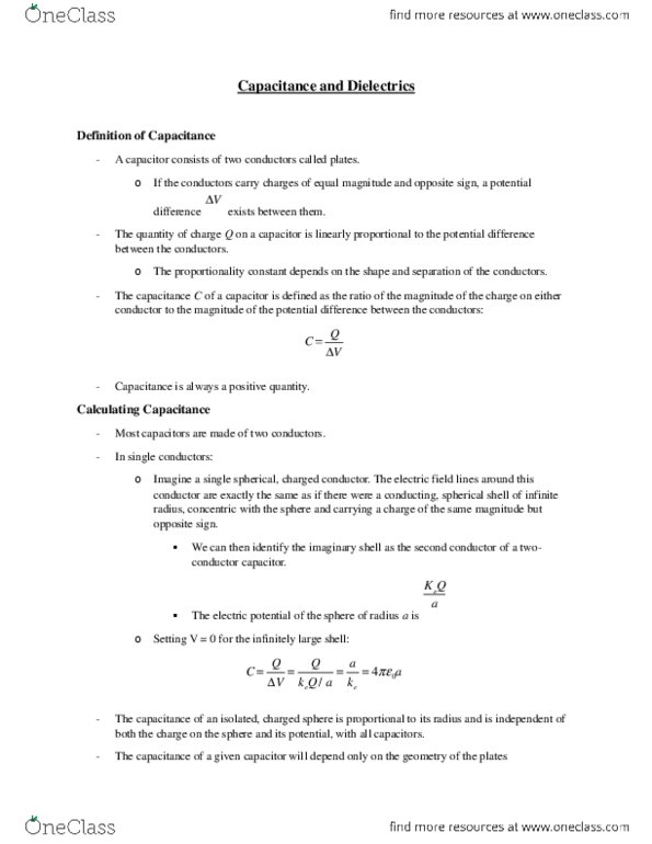 ECE106 Chapter 26: Capacitance and Dielectrics thumbnail