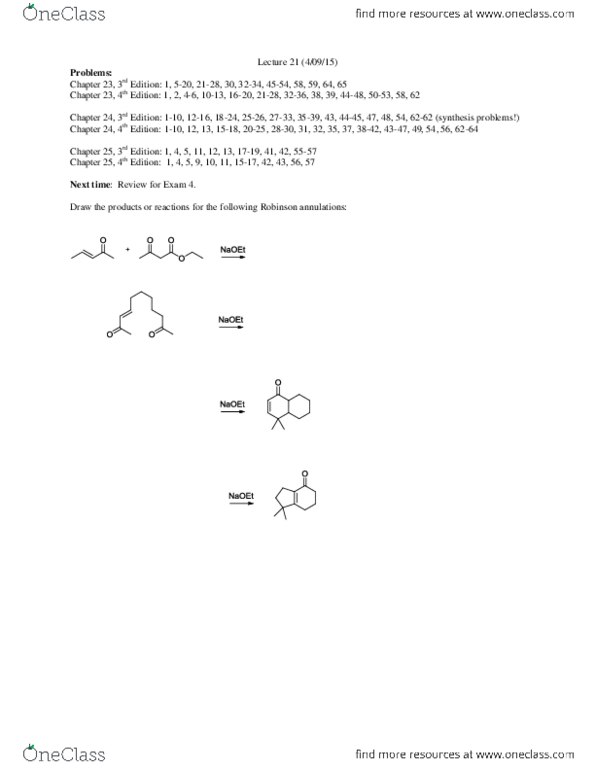 CHEM 372 Lecture Notes - Lecture 21: Robinson Annulation, Reductive Amination, Isopropylamine thumbnail