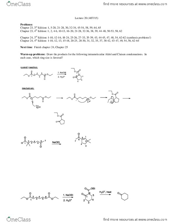 CHEM 372 Lecture Notes - Lecture 20: Nucleophilic Conjugate Addition, Michael Reaction, Claisen Condensation thumbnail