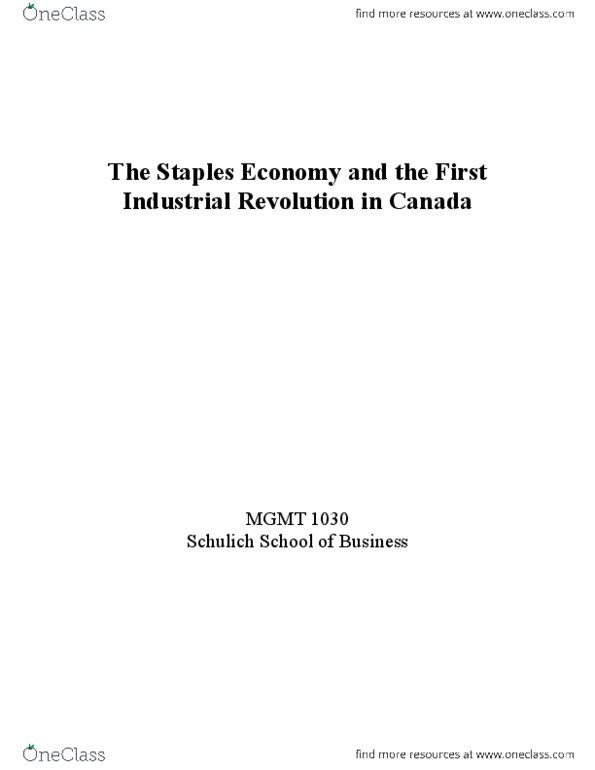 MGMT 1030 Lecture 4: The Canadian Economy to 1890 thumbnail