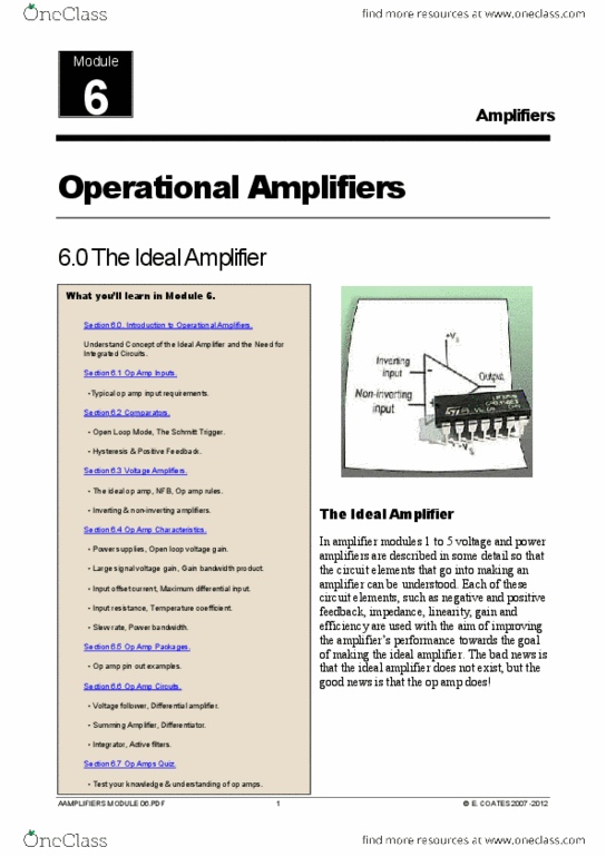 AMST 212G Lecture Notes - Lecture 18: Input Offset Voltage, Audio Power Amplifier, Differential Amplifier thumbnail