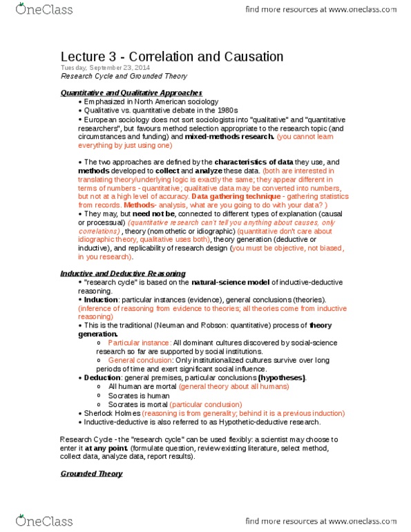 SOC221H5 Lecture Notes - Lecture 3: Inductive Reasoning, Nomothetic, Spurious Relationship thumbnail