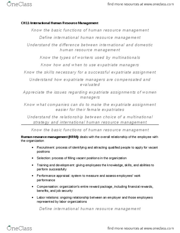 BUSI 3703 Chapter Notes - Chapter 11: Balance Sheet, Glass Ceiling, Human Resource Management thumbnail