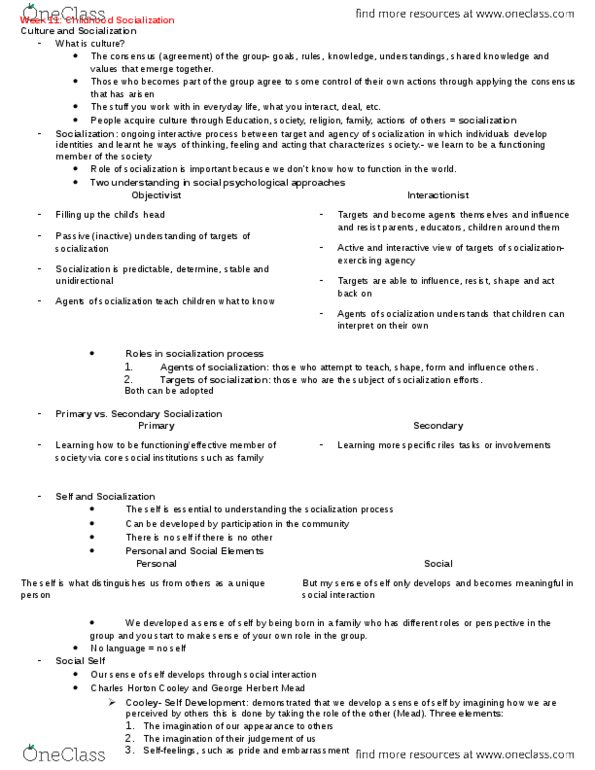 SOCI 2060 Lecture Notes - Lecture 5: Antipositivism, Symbolic Interactionism, George Herbert Mead thumbnail