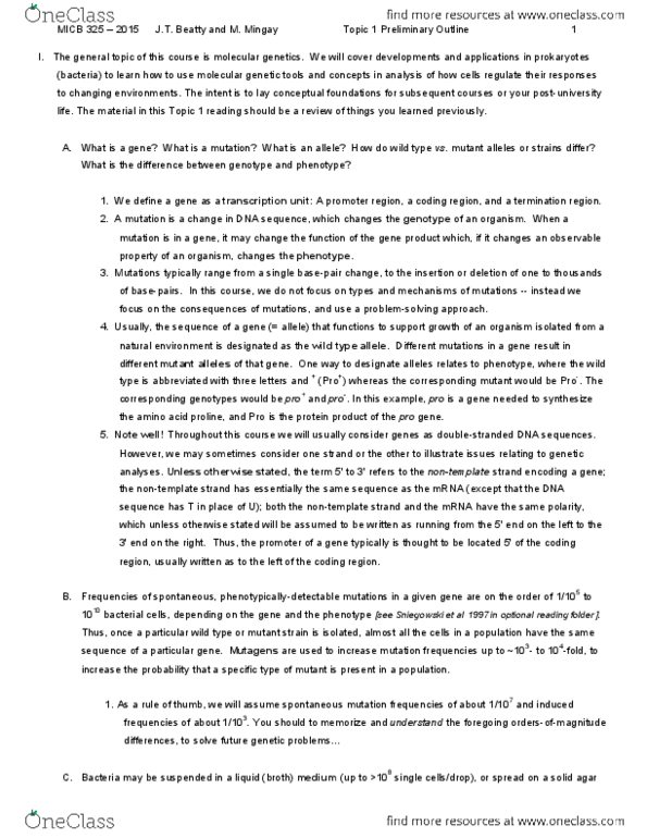 MICB 325 Lecture Notes - Lecture 1: Catabolism, Low Frequency, Genetic Testing thumbnail