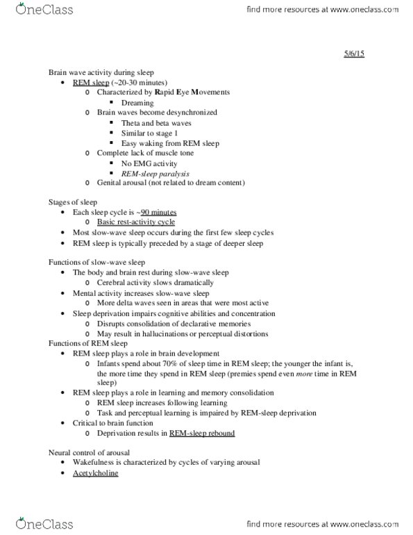 PSYCH 209 Lecture Notes - Lecture 21: Adenosine, Nocturnal Enuresis, Caffeine thumbnail