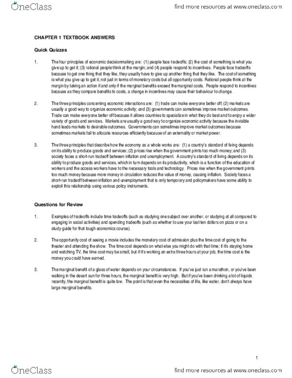 ECON 1B03 Lecture 12: CHAPTER 1 TEXTBOOK ANSWERS thumbnail