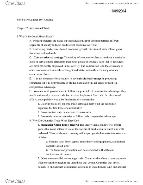 POLS 110 Chapter Notes - Chapter 7: Protectionism thumbnail