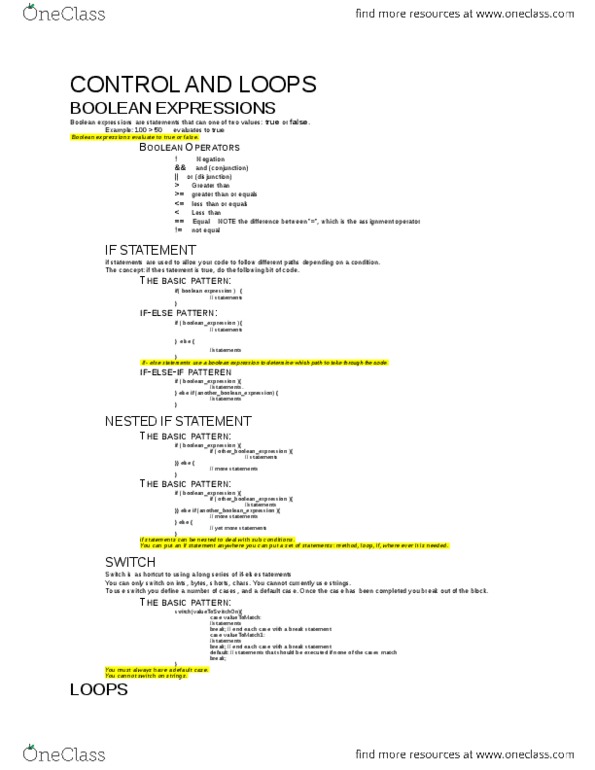 IAT 265 Lecture Notes - Lecture 6: Ellipse, Boolean Expression thumbnail