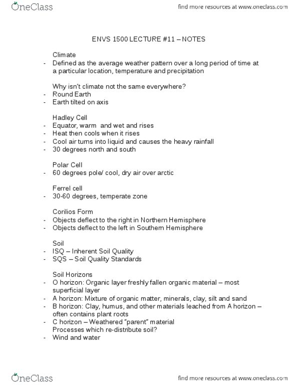 ENVS 1500 Lecture Notes - Lecture 11: Silt, Life Zone, 30Th Parallel North thumbnail