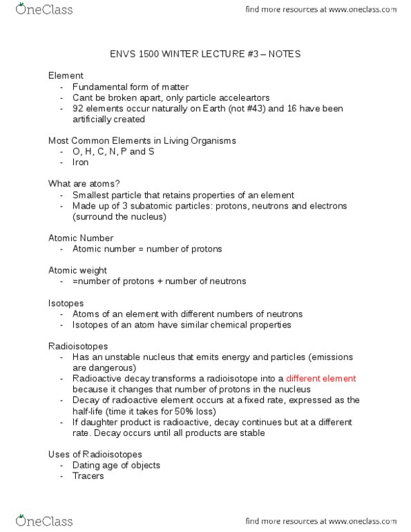 ENVS 1500 Lecture Notes - Lecture 14: Nuclear Power, Atomic Number, Radiation Therapy thumbnail