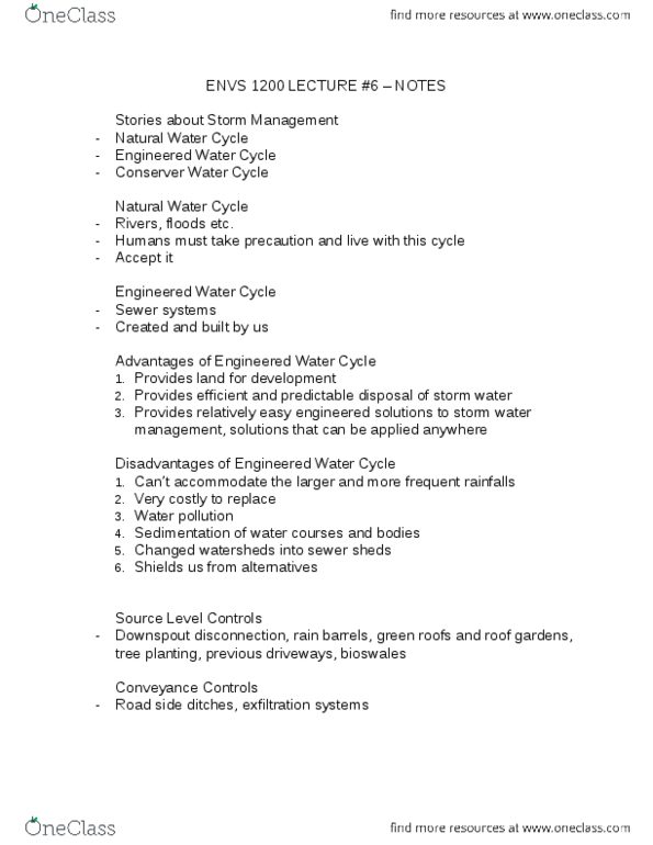 ENVS 1200 Lecture Notes - Lecture 6: Bioswale, Water Pollution, Downspout thumbnail