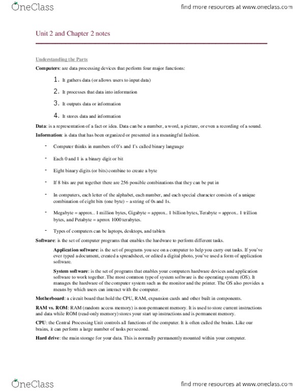 CIS 1200 Chapter Notes - Chapter 2: Printed Circuit Board, Petabyte, Hdmi thumbnail