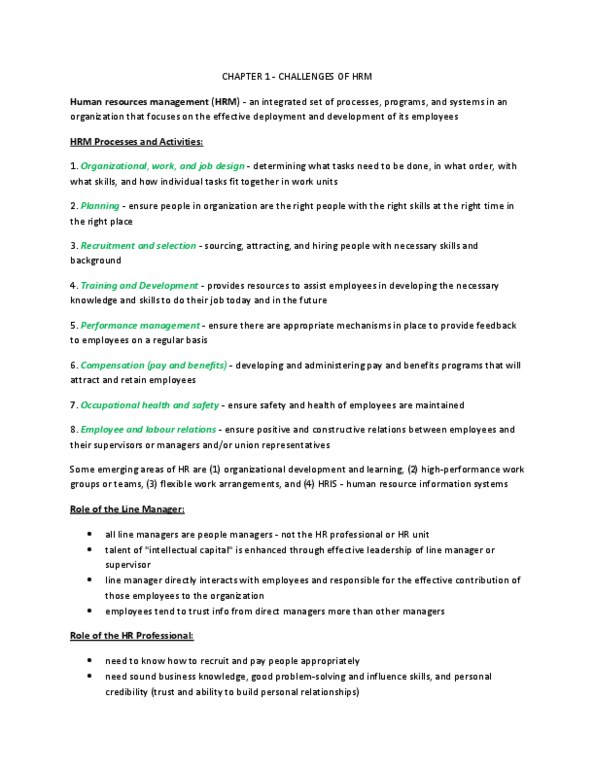 Management and Organizational Studies 1021A/B Chapter Notes - Chapter 1: Performance Management thumbnail