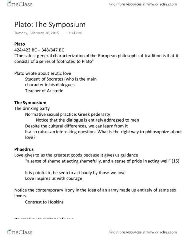 PHIL 2170 Lecture Notes - Lecture 1: Agathon, Silenus thumbnail