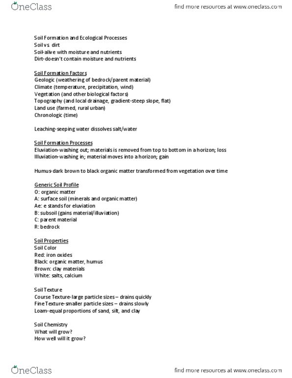 GEOG 111 Lecture Notes - Lecture 11: Soil Texture, Soil Chemistry, Eluvium thumbnail