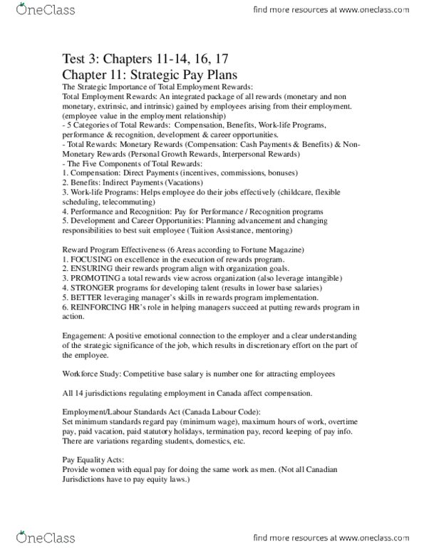 HRM200 Chapter Notes - Chapter 11-14, 16, 17: Telecommuting thumbnail