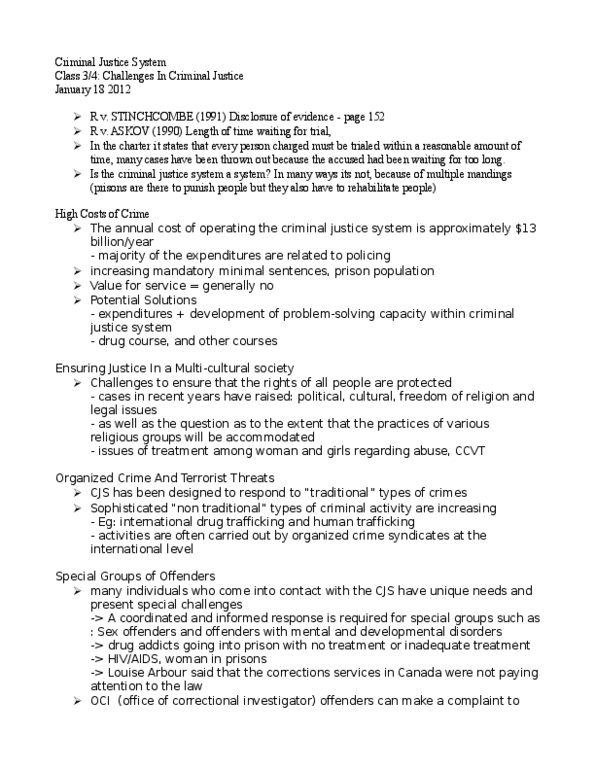 LAWS 2301 Lecture : Criminal Justice System Class 3 & 4.odt thumbnail