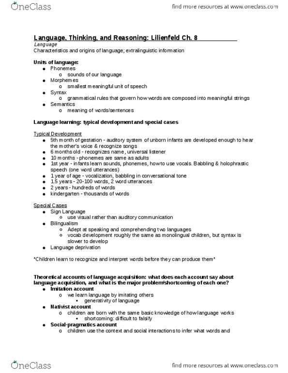 Psych Final Exam Review Oneclass