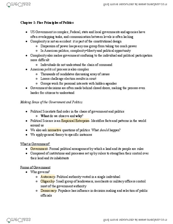 POL SCI 40 Chapter Notes - Chapter 1: Overgrazing, United States House Committee On Rules, Status Quo thumbnail