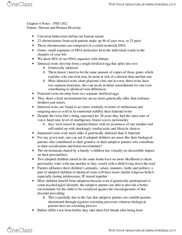 PSY 1102 Chapter Notes - Chapter ALL: Attention Deficit Hyperactivity Disorder, Conscientiousness, Extraversion And Introversion thumbnail