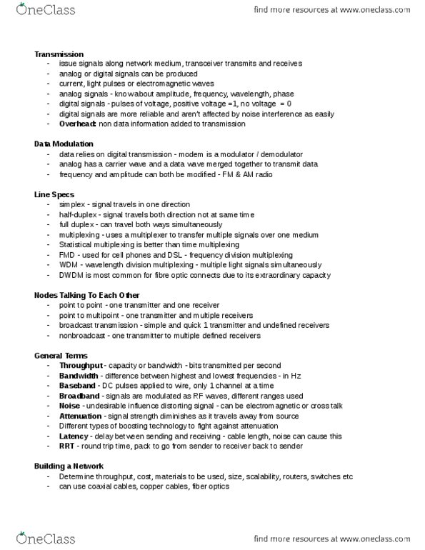 ITM 301 Chapter Notes - Chapter 3: Frequency-Division Multiplexing, Statistical Time-Division Multiplexing, Carrier Wave thumbnail