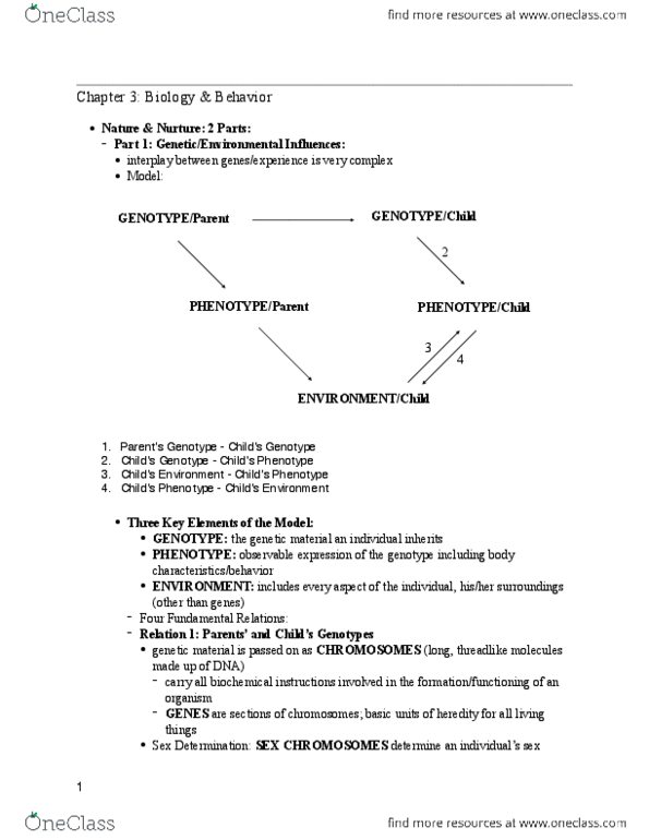 PSY 302 Chapter Notes - Chapter 3: Phenotype, Heredity, Chromosome thumbnail