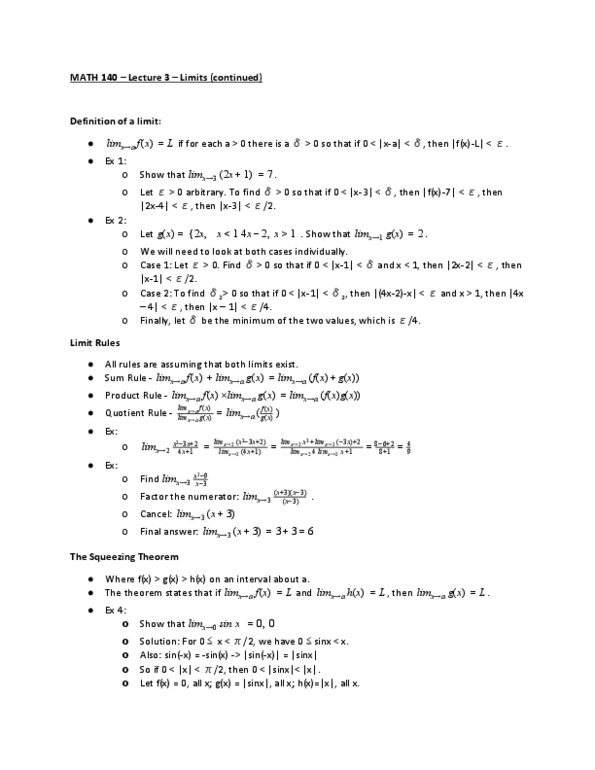 MATH 140 Lecture Notes - Lecture 3: Quotient Rule, Product Rule thumbnail
