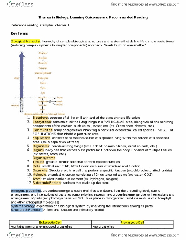 BIO 311C Lecture Notes - Lecture 1: Emergence, Chloroplast, Chlorophyll thumbnail