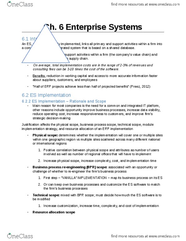 AFM241 Chapter Notes - Chapter 6: Business Process Reengineering, Business Process, Resource Allocation thumbnail