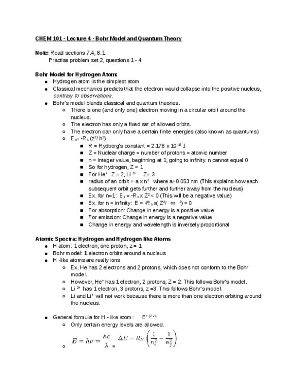 CHEM101 Lecture 4: Bohr Model and Quantum Theory thumbnail