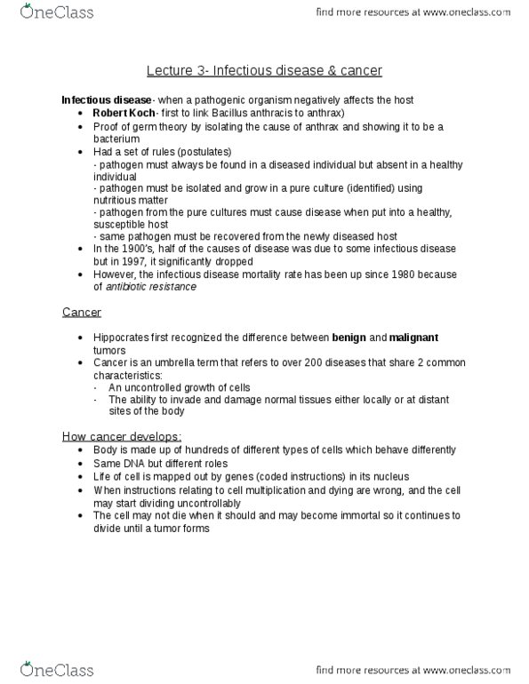 MICROBIO 160 Lecture Notes - Lecture 3: Hyperplasia, Neoplasm, Hypertrophy thumbnail