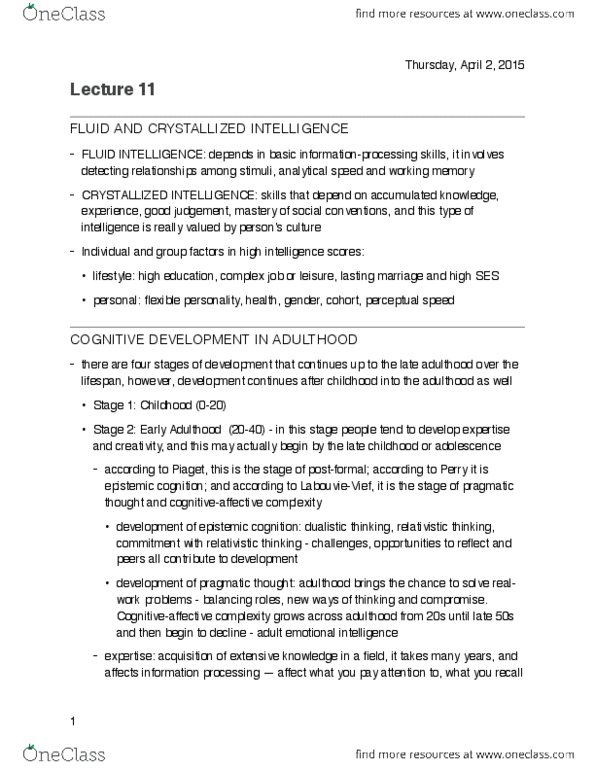 PSY312H5 Lecture Notes - Lecture 11: Amyloid, Basal Ganglia, Prospective Memory thumbnail