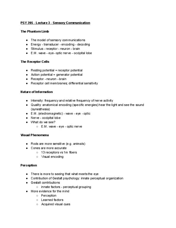 PSY 205 Lecture Notes - Lecture 3: Occipital Lobe, Psy, Action Potential thumbnail