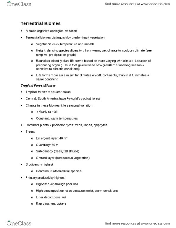 BIO120H1 Chapter Notes - Chapter 2: Tropical And Subtropical Moist Broadleaf Forests, Herbaceous Plant, Biome thumbnail