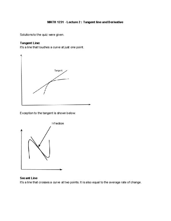 MATH 1231 Lecture Notes - Lecture 2: Trigonometric Functions, Inflection thumbnail