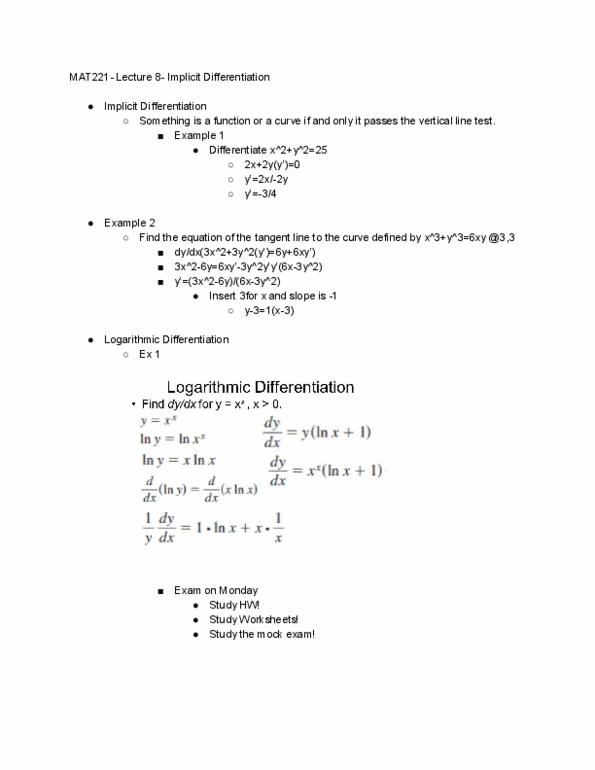 MATH 221 Lecture 8: Implicit Differentiation thumbnail