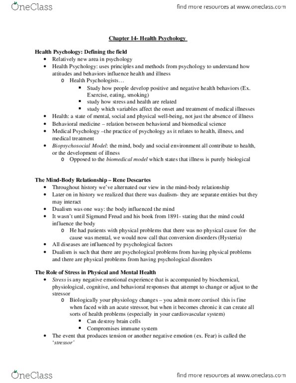 Psychology 2030A/B Chapter 14: Chapter/Lecture Fourteen (Final) thumbnail