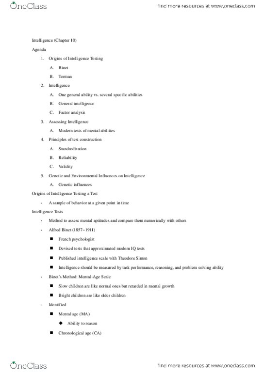 PSY 1102 Lecture Notes - Lecture 4: Heritability thumbnail