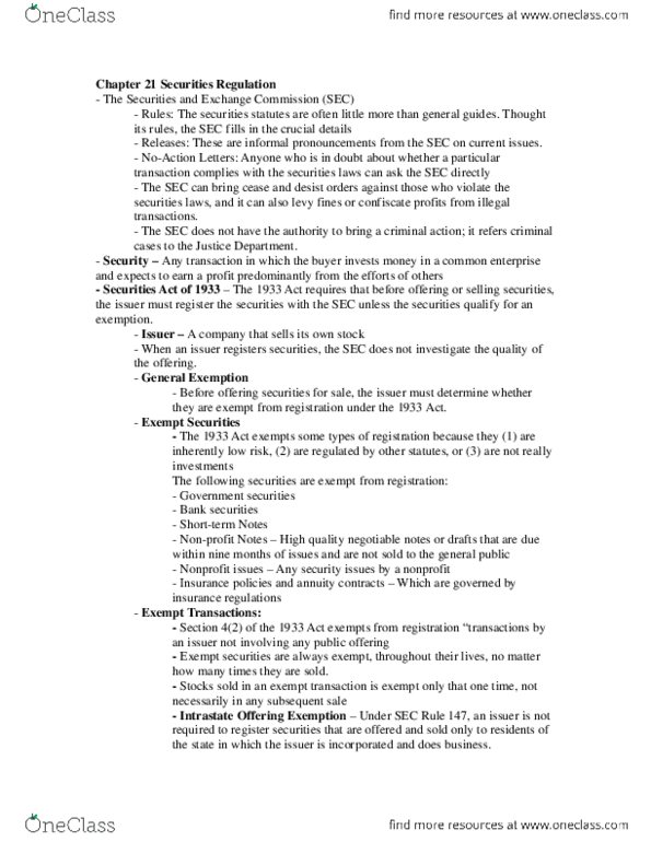 SMG LA 245 Chapter Notes - Chapter 21: Form 10-Q, Scienter, Underwriting thumbnail